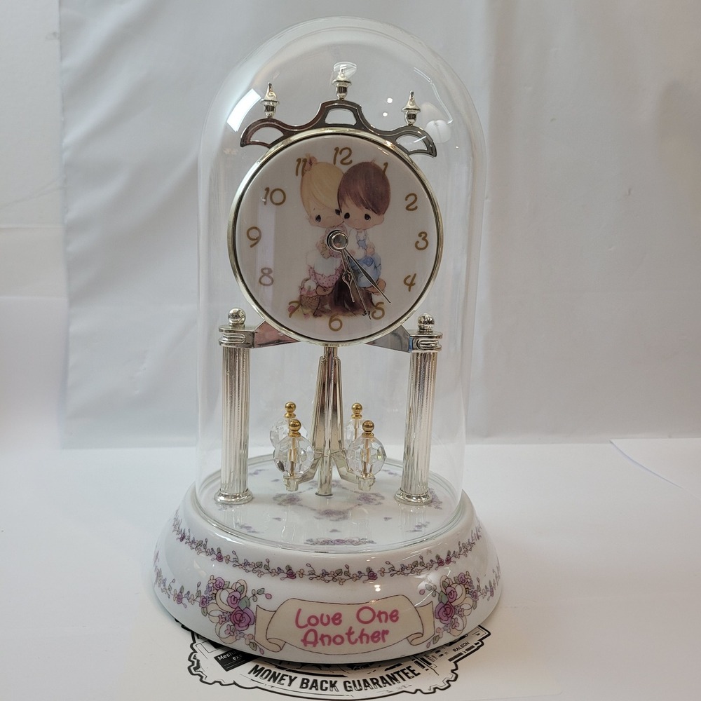 Precious Moments Anniversary Clock Love One Another Glass Dome Vintage 2001
